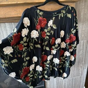Floral Embroidered Black Top